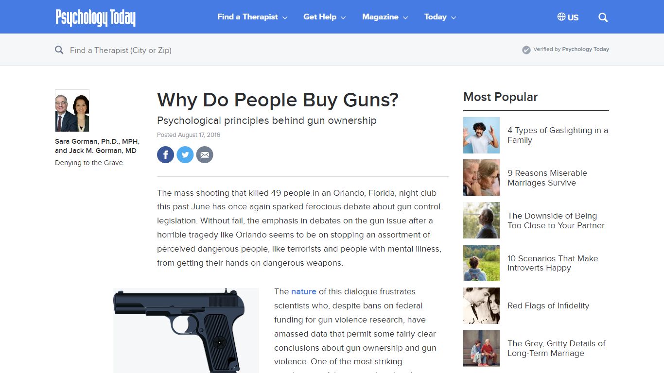 Why Do People Buy Guns? | Psychology Today