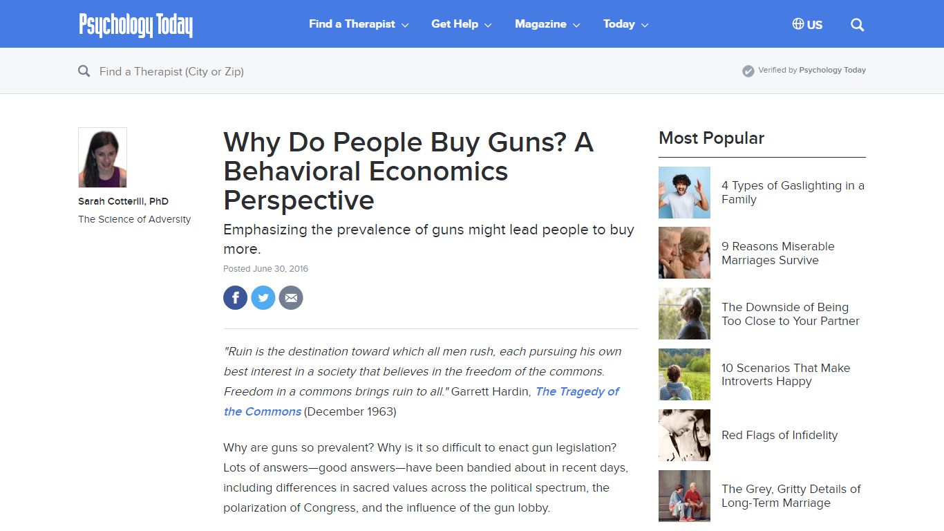 Why Do People Buy Guns? A Behavioral Economics Perspective